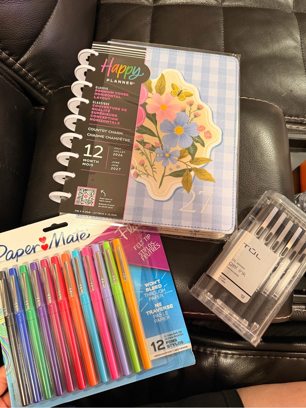 Happy Planner 12month Planner- Bundle w/ TUL black gel & PaperMate flair pens